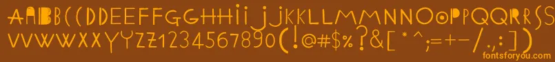 Czcionka EthnicabcRegularWebfont – pomarańczowe czcionki na brązowym tle