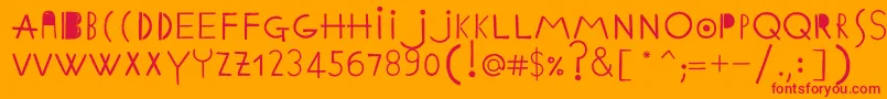 フォントEthnicabcRegularWebfont – オレンジの背景に赤い文字