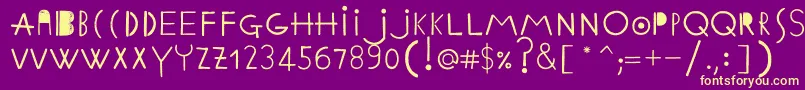 EthnicabcRegularWebfont-fontti – keltaiset fontit violetilla taustalla