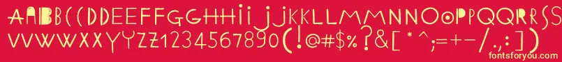 フォントEthnicabcRegularWebfont – 黄色の文字、赤い背景