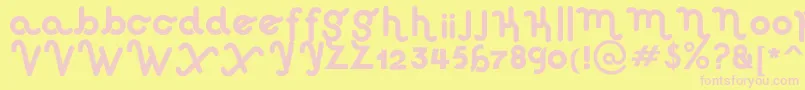 HausSweetHausRounded-fontti – vaaleanpunaiset fontit keltaisella taustalla