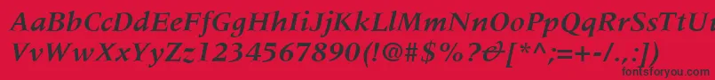 MeridienLtBoldItalic Font – Black Fonts on Red Background