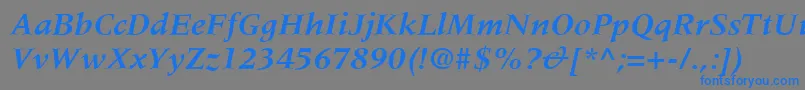 MeridienLtBoldItalic-fontti – siniset fontit harmaalla taustalla