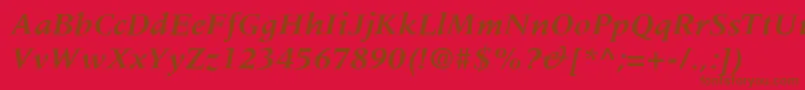 MeridienLtBoldItalic Font – Brown Fonts on Red Background