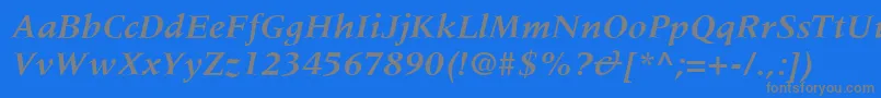 MeridienLtBoldItalic Font – Gray Fonts on Blue Background