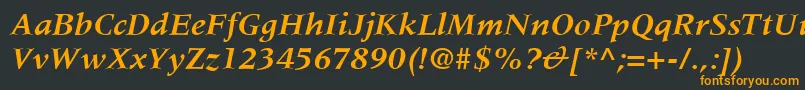 MeridienLtBoldItalic Font – Orange Fonts on Black Background