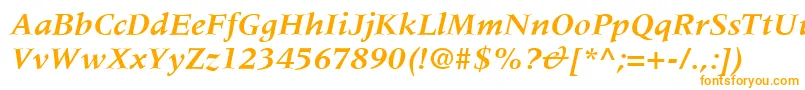 MeridienLtBoldItalic Font – Orange Fonts on White Background