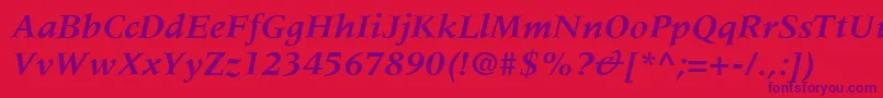 MeridienLtBoldItalic Font – Purple Fonts on Red Background