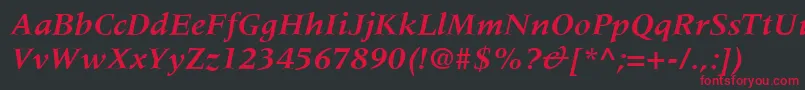 MeridienLtBoldItalic Font – Red Fonts on Black Background
