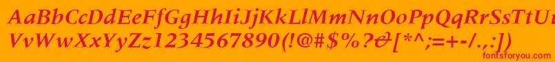Шрифт MeridienLtBoldItalic – красные шрифты на оранжевом фоне