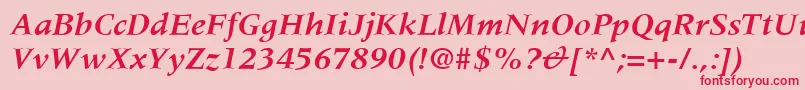 MeridienLtBoldItalic Font – Red Fonts on Pink Background
