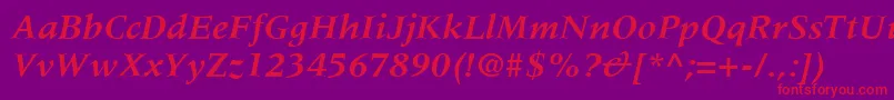 MeridienLtBoldItalic Font – Red Fonts on Purple Background