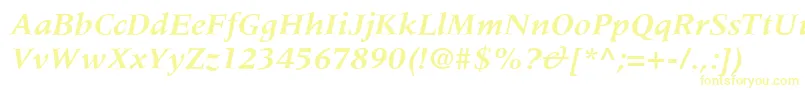 MeridienLtBoldItalic-Schriftart – Gelbe Schriften