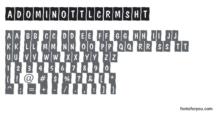 A fonte ADominottlcrmsht – alfabeto, números, caracteres especiais