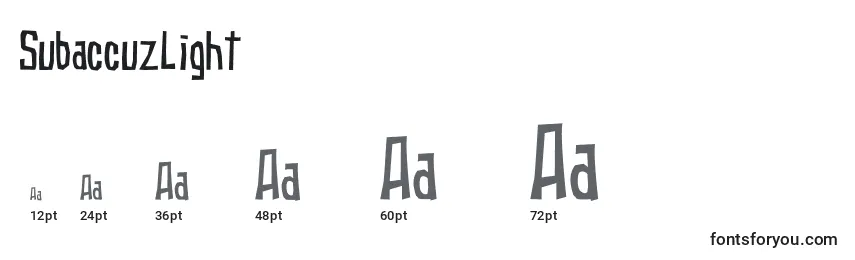 SubaccuzLight Font Sizes