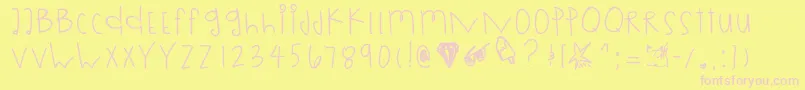 Rollingdices Font – Pink Fonts on Yellow Background