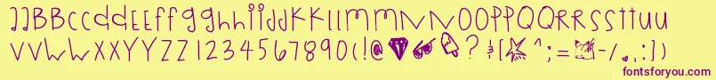 Rollingdices Font – Purple Fonts on Yellow Background