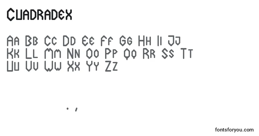 Fuente Cuadradex - alfabeto, números, caracteres especiales
