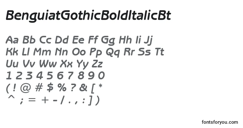 Czcionka BenguiatGothicBoldItalicBt – alfabet, cyfry, specjalne znaki