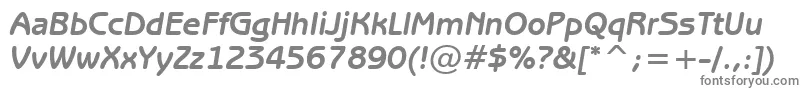 BenguiatGothicBoldItalicBt-fontti – harmaat kirjasimet valkoisella taustalla