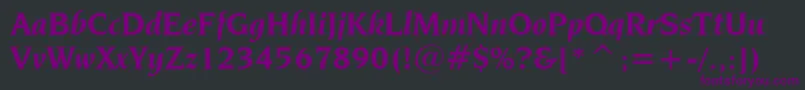 Czcionka NovareseBoldItalicBt – fioletowe czcionki na czarnym tle