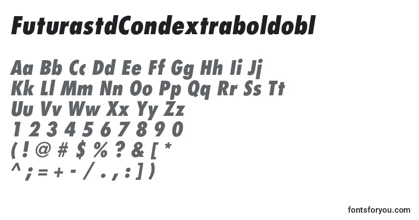 Schriftart FuturastdCondextraboldobl – Alphabet, Zahlen, spezielle Symbole