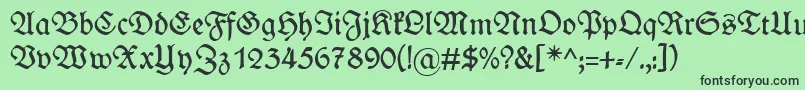 フォントWieynkfraktur – 緑の背景に黒い文字