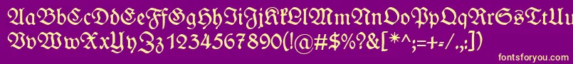 フォントWieynkfraktur – 紫の背景に黄色のフォント