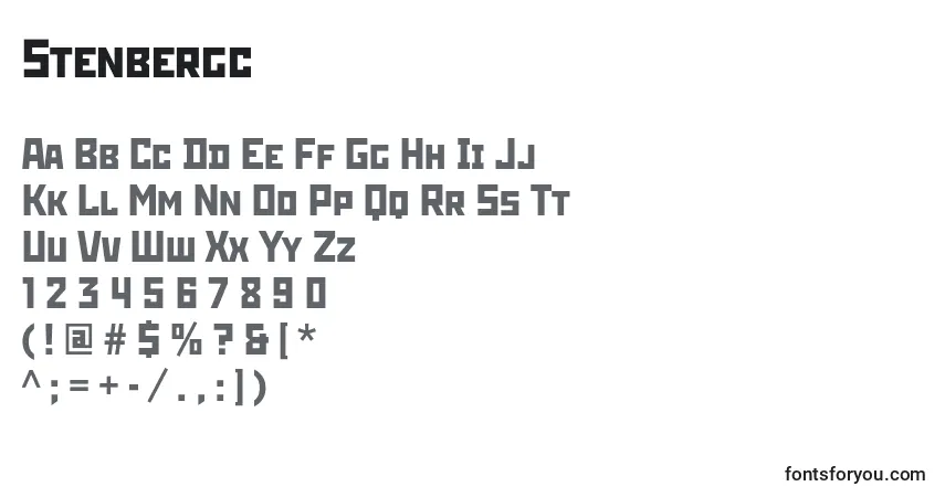 A fonte Stenbergc – alfabeto, números, caracteres especiais