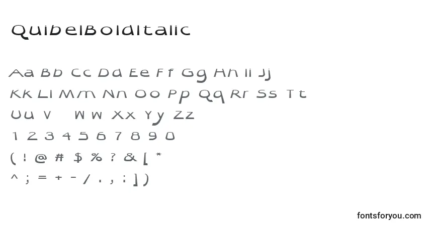 Шрифт QuibelBoldItalic – алфавит, цифры, специальные символы