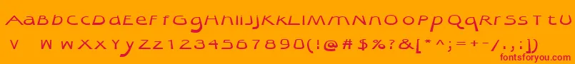 フォントQuibelBoldItalic – オレンジの背景に赤い文字