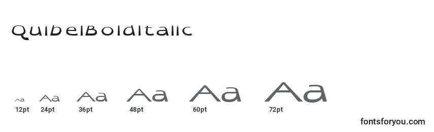 Размеры шрифта QuibelBoldItalic