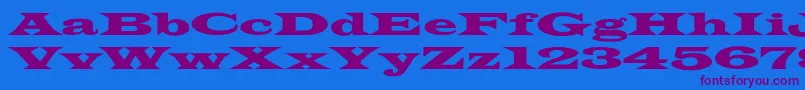 Fonte LatinWideextNormal – fontes roxas em um fundo azul