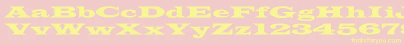LatinWideextNormal-Schriftart – Gelbe Schriften auf rosa Hintergrund