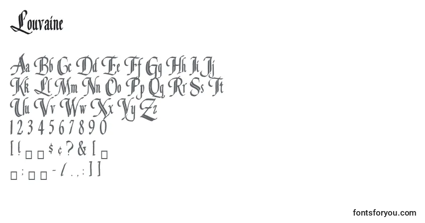 Schriftart Louvaine – Alphabet, Zahlen, spezielle Symbole