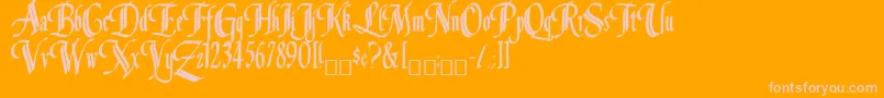 Weitere Informationen zur Louvaine-Schriftart Louvaine-Schriftart – Rosa Schriften auf orangefarbenem Hintergrund