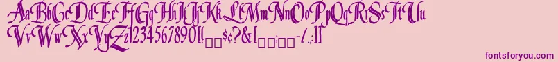 Louvaine-Schriftart – Violette Schriften auf rosa Hintergrund