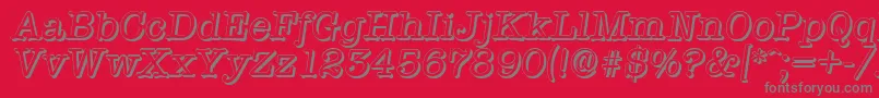 TypewritershadowItalic-Schriftart – Graue Schriften auf rotem Hintergrund