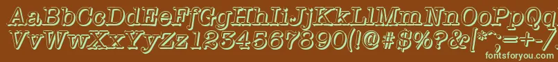 TypewritershadowItalic Font – Green Fonts on Brown Background