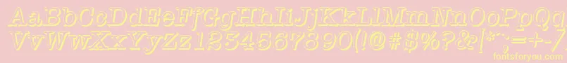 TypewritershadowItalic-Schriftart – Gelbe Schriften auf rosa Hintergrund