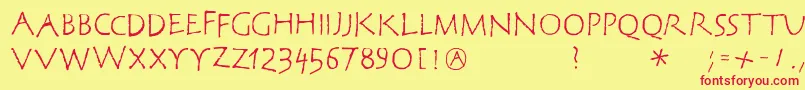 フォントCorrodetclassicaps – 赤い文字の黄色い背景