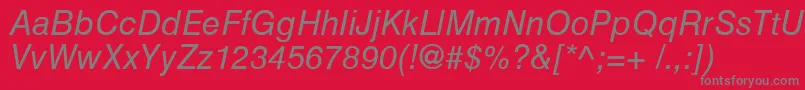 HelveticaCyrillicInclined-Schriftart – Graue Schriften auf rotem Hintergrund