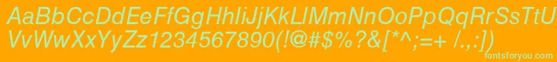 HelveticaCyrillicInclined Font – Green Fonts on Orange Background