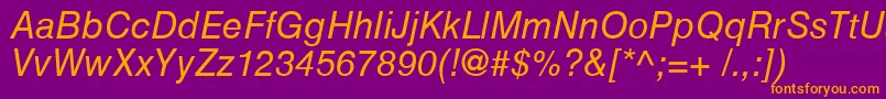 HelveticaCyrillicInclined Font – Orange Fonts on Purple Background