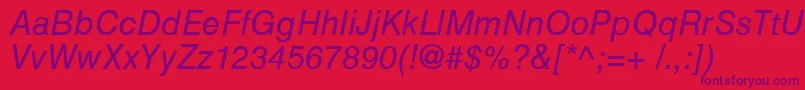 HelveticaCyrillicInclined Font – Purple Fonts on Red Background
