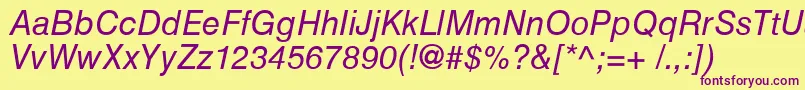 HelveticaCyrillicInclined Font – Purple Fonts on Yellow Background