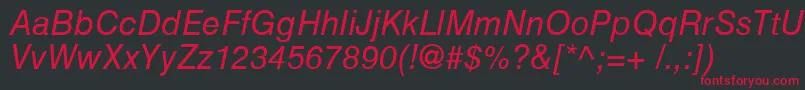 HelveticaCyrillicInclined Font – Red Fonts on Black Background