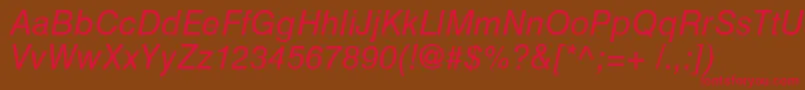 HelveticaCyrillicInclined Font – Red Fonts on Brown Background