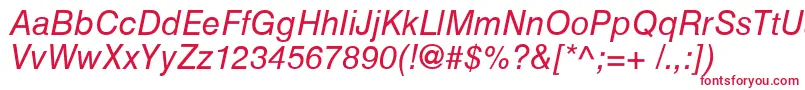 フォントHelveticaCyrillicInclined – 白い背景に赤い文字