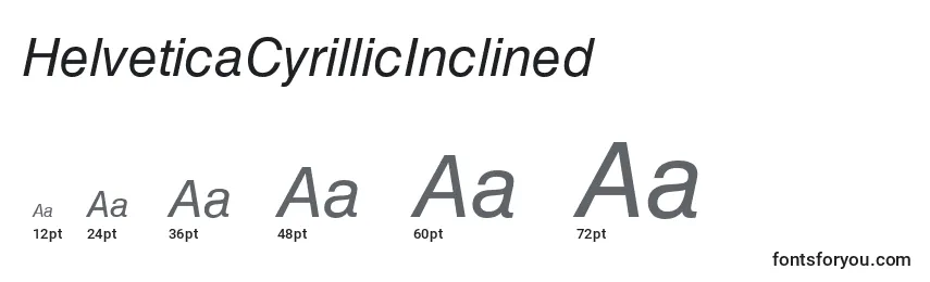 Размеры шрифта HelveticaCyrillicInclined